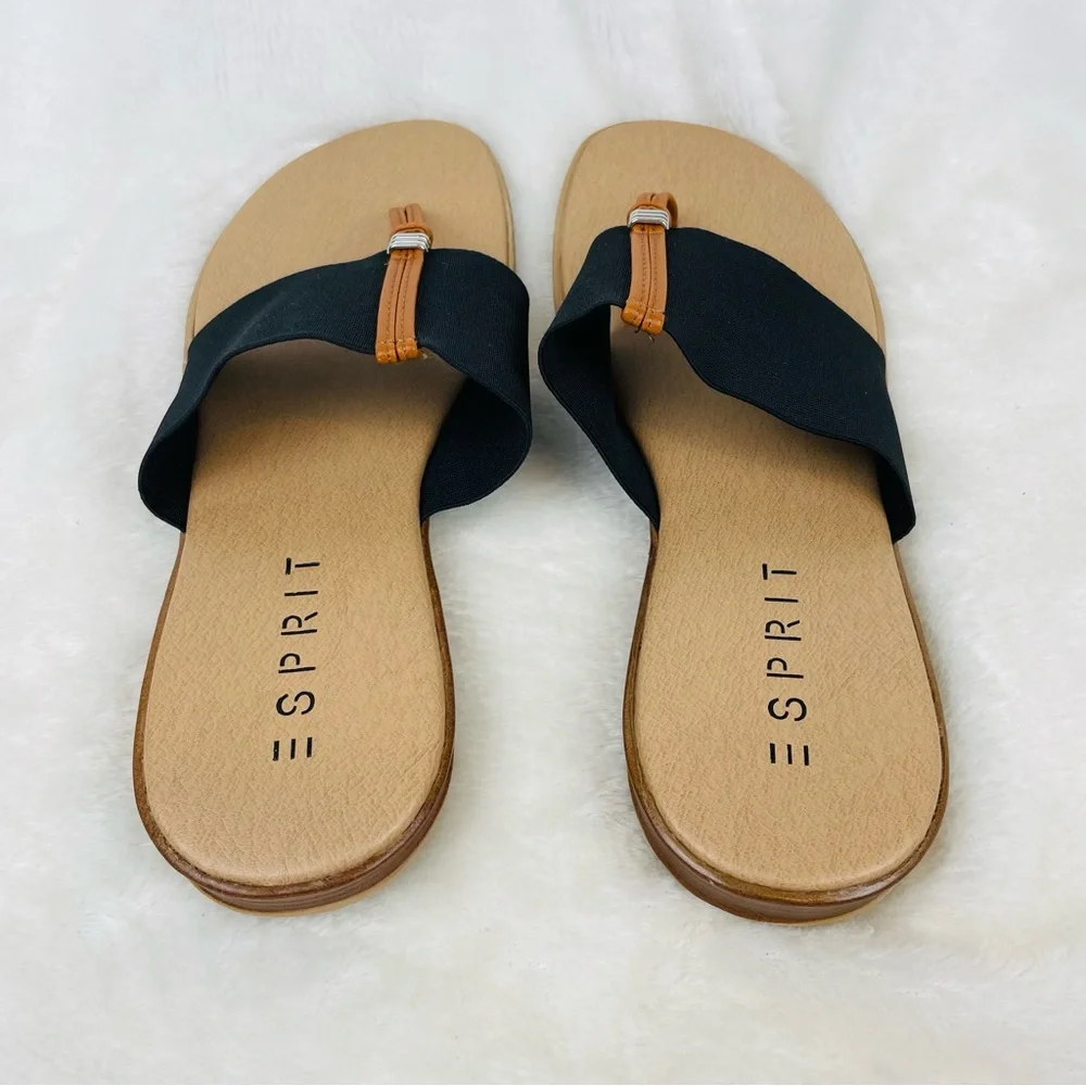 ESPRIT Women’s Size 9 Brown and Black Flip Flop Thong Toe Flat Shoes - Picture 4 of 5